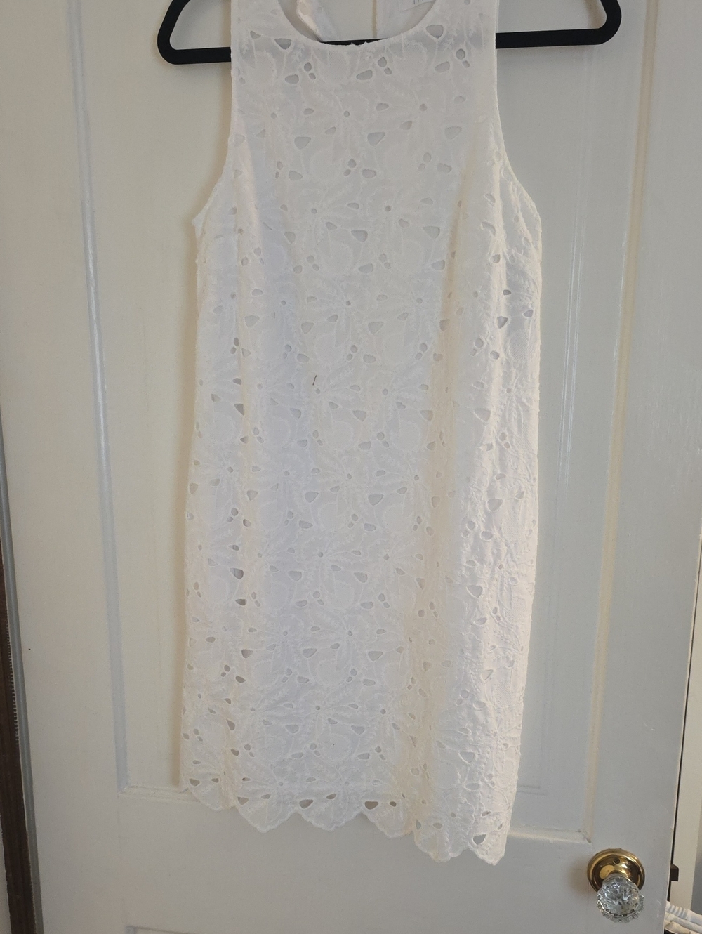 White Eyelet Sleeveless Shift Dress